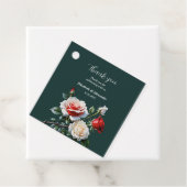 Dunkelrosa Hübsche rote Rosen Blumenhochzeit Geschenkanhänger (Beispiel)