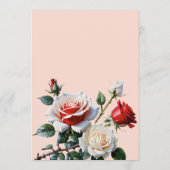 Dunkelrosa Hübsche rote Rosen Blumenhochzeit Menükarte (Rückseite)