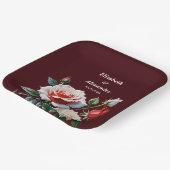 Dunkelrosa Hübsche rote Rosen Blumenhochzeit Pappteller (Gewinkelt)