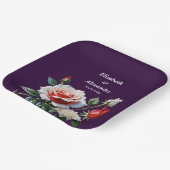 Dunkelrosa Hübsche rote Rosen Blumenhochzeit Pappteller (Gewinkelt)