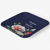 Dunkelrosa Hübsche rote Rosen Blumenhochzeit Pappteller (Gewinkelt)