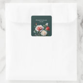Dunkelrosa Hübsche rote Rosen Blumenhochzeit Quadratischer Aufkleber (Tasche)