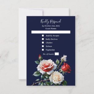Dunkelrosa Hübsche rote Rosen Blumenhochzeit RSVP Karte