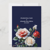 Dunkelrosa Hübsche rote Rosen Blumenhochzeit Save The Date (Rückseite)