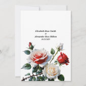 Dunkelrosa Hübsche rote Rosen Blumenhochzeit Save The Date (Rückseite)