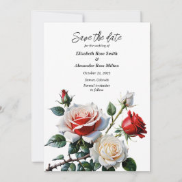 Dunkelrosa Hübsche rote Rosen Blumenhochzeit Save The Date