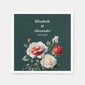 Dunkelrosa Hübsche rote Rosen Blumenhochzeit Serviette (Vorderseite)