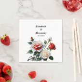 Dunkelrosa Hübsche rote Rosen Blumenhochzeit Serviette (Beispiel)