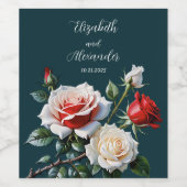 Dunkelrosa Hübsche rote Rosen Blumenhochzeit Weinetikett (Einzelnes Label)