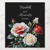 Dunkelrosa Hübsche rote Rosen Blumenhochzeit Weinetikett (Einzelnes Label)