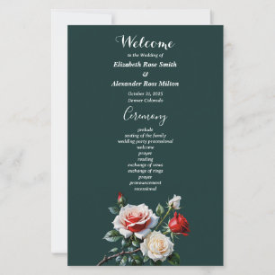 Dunkelrosa Hübsche rote Rosen Hochzeitsprogramm