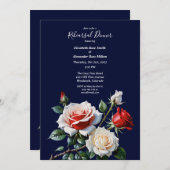 Dunkelrosa Hübsche rote Rosen Probe Abendessen Einladung (Vorne/Hinten)