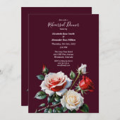 Dunkelrosa Hübsche rote Rosen Probe Abendessen Einladung (Vorne/Hinten)