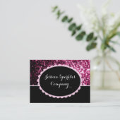 Dunkelrosa Imitate glänzen Glitzer funkeln schwarz Visitenkarte (Stehend Vorderseite)