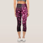 Dunkelrosa Imitate glänzen Glitzer Glitzern Capri Leggings (Rückseite)