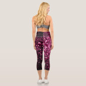 Dunkelrosa Imitate glänzen Glitzer Glitzern Capri Leggings (Rückseite)