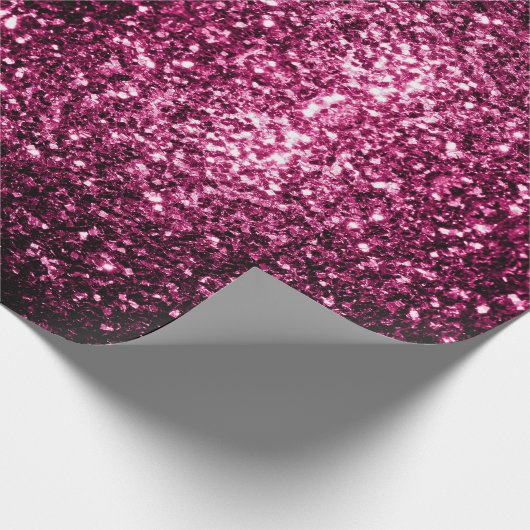 Dunkelrosa Imitate glänzen Glitzer Glitzern Geschenkpapier (Ecke)