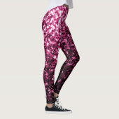 Dunkelrosa Imitate glänzen Glitzer Glitzern Leggings (Rechts)
