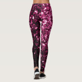 Dunkelrosa Imitate glänzen Glitzer Glitzern Leggings (Rückseite)