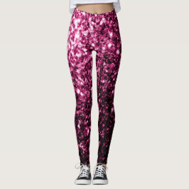 Dunkelrosa Imitate glänzen Glitzer Glitzern Leggings