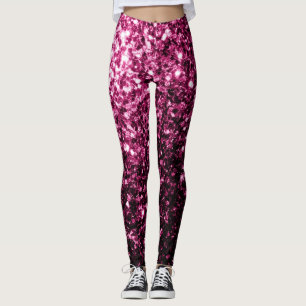 Dunkelrosa Imitate glänzen Glitzer Glitzern Leggings