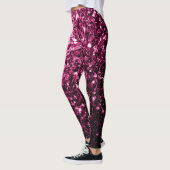 Dunkelrosa Imitate glänzen Glitzer Glitzern Leggings (Links)