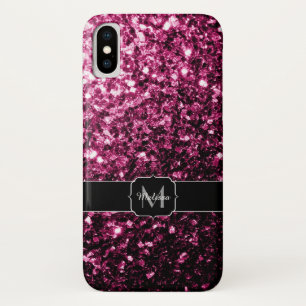 Dunkelrosa Imitate glänzen Glitzer Glitzern Monogr Case-Mate iPhone Hülle