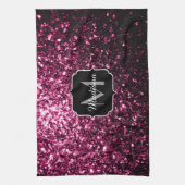 Dunkelrosa Imitate glänzen Glitzer Glitzern Monogr Handtuch (Vertikal)