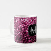 Dunkelrosa Imitate glänzen Glitzer Glitzern Monogr Kaffeetasse (Vorderseite Links)