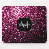 Dunkelrosa Imitate glänzen Glitzer Glitzern Monogr Mousepad (Vorne)