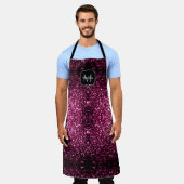 Dunkelrosa Imitate glänzen Glitzer Glitzern Monogr Schürze (Getragen)