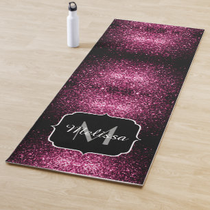 Dunkelrosa Imitate glänzen Glitzer Glitzern Monogr Yogamatte