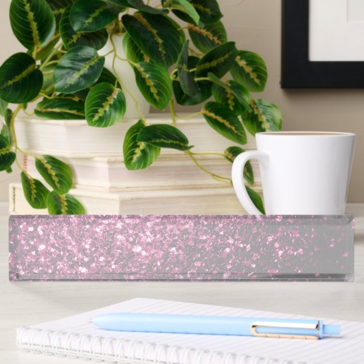Dunkelrosa Imitate glänzen Glitzer Glitzern Namensplakette