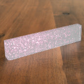 Dunkelrosa Imitate glänzen Glitzer Glitzern Namensplakette (Seite)