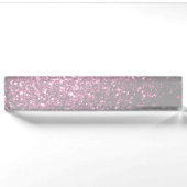 Dunkelrosa Imitate glänzen Glitzer Glitzern Namensplakette (Vorderseite)