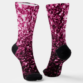 Dunkelrosa Imitate glänzen Glitzer Glitzern Socken