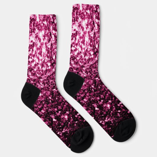 Dunkelrosa Imitate glänzen Glitzer Glitzern Socken (Rechts)