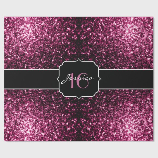 Dunkelrosa Imitate glänzen Glitzer Glitzern Sweet Geschenkpapier (Flach)