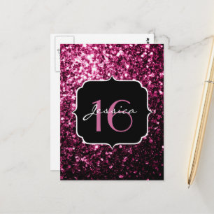 Dunkelrosa Imitate glänzen Glitzer Glitzern Sweet Postkarte