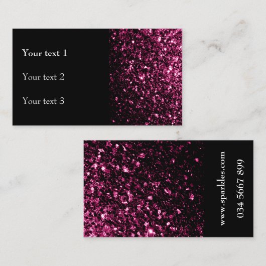 Dunkelrosa Imitate glänzen Glitzer Glitzern und sc Visitenkarte (Vorne/Hinten)