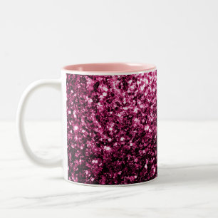 Dunkelrosa Imitate glänzen Glitzer Glitzern Zweifarbige Tasse