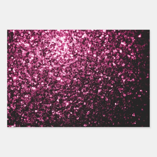 Dunkelrosa Imitate Glitzer Glitzern Geschenkpapier Set (Vorderseite 3)