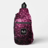 Dunkelrosa Imitate Glitzer Glitzern Monogram Crossbody Bag (Vorderseite)