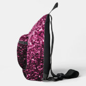 Dunkelrosa Imitate Glitzer Glitzern Monogram Crossbody Bag (Rechts)