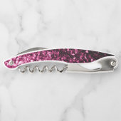 Dunkelrosa Imitate Glitzer Glitzern Monogram Kellnermesser (Rückseite)