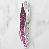 Dunkelrosa Imitate Glitzer Glitzern Monogram Kellnermesser (Rückseite)