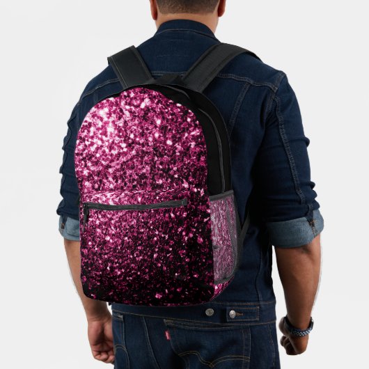 Dunkelrosa Imitate Glitzer Glitzern und Schwarz Bedruckter Rucksack (Insitu (Modell))
