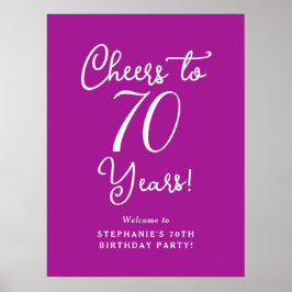 Dunkelrosa jubelt bis 70 Jahre Geburtstag Willkomm Poster