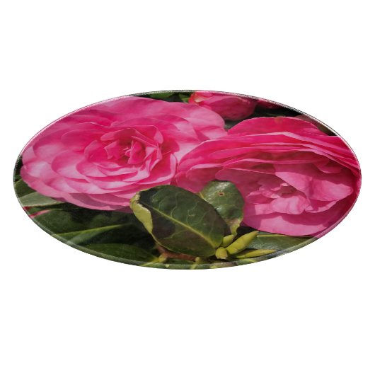 Dunkelrosa Kamelien-Blume Schneidebrett (Ecke)