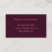 Dunkelrosa Kopfhörer DJs Visitenkarte (Rückseite)